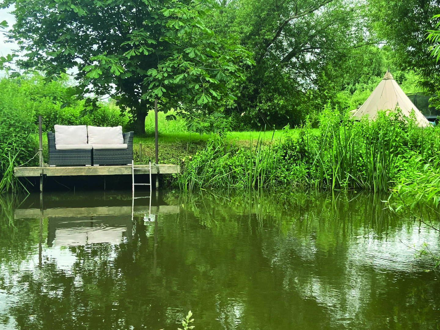 sofa and river